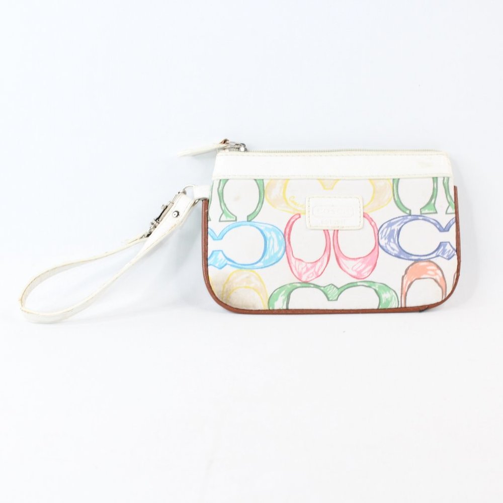 Coach Wristlet Multicolored Rainbow C Logo Fabric #162 - Picture 2 of 10